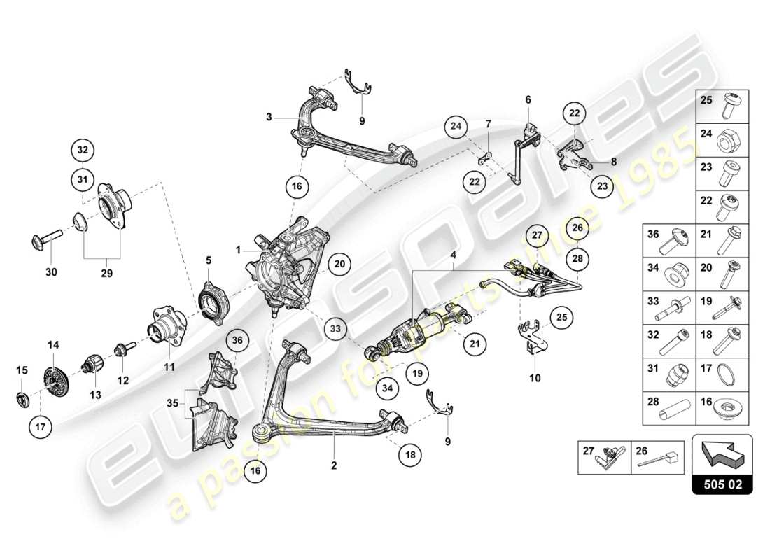 lamborghini 2023 (evo spyder) guide rear ersatzteildiagramm