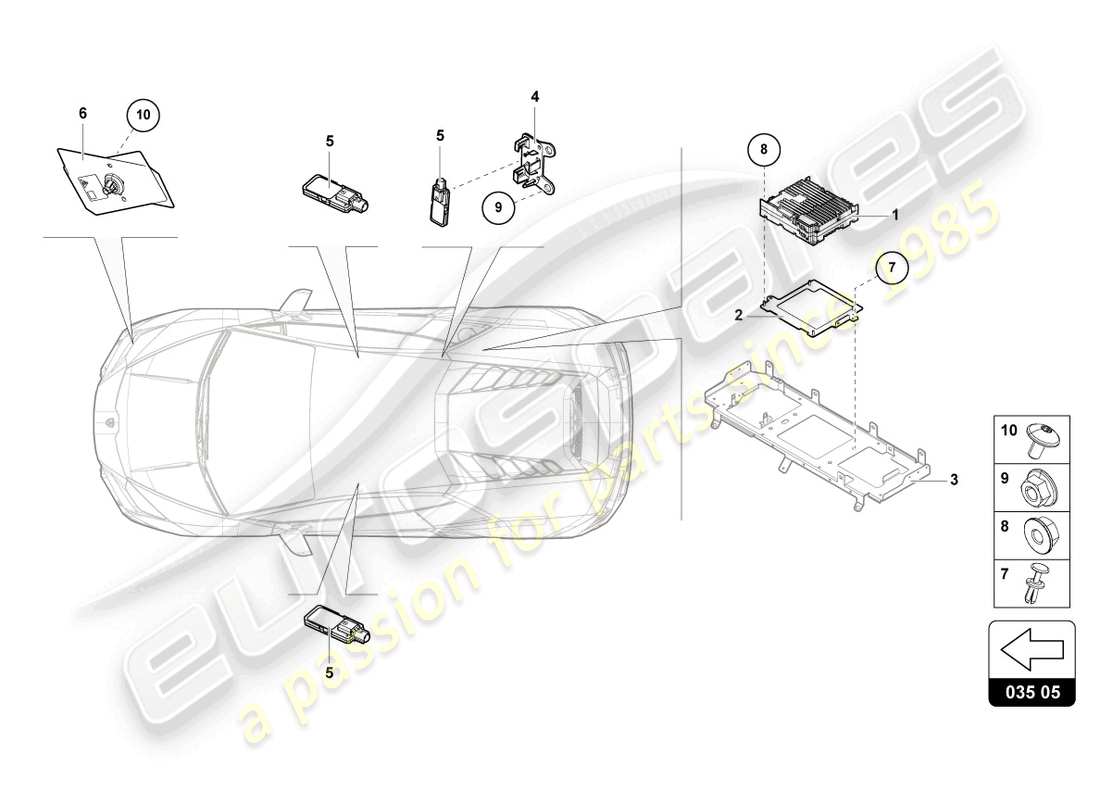 lamborghini evo spyder (2023) aerial-teilediagramm
