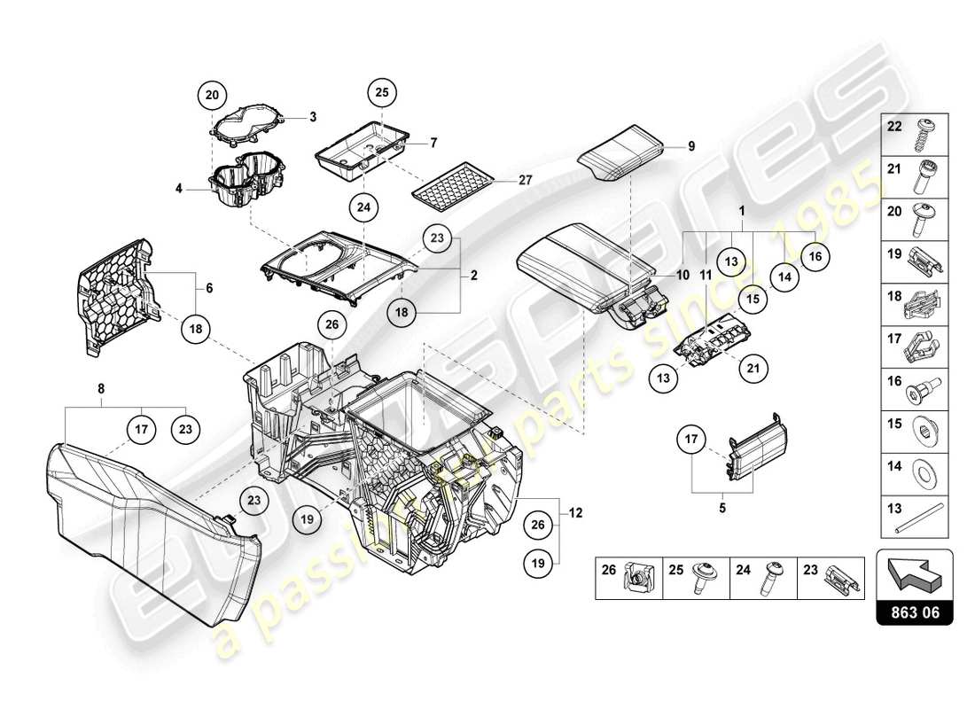 lamborghini urus (2020) armlehne - ersatzteildiagramm