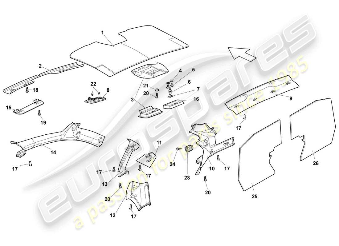 lamborghini lp640 coupe (2008) schallabsorbatoren ersatzteildiagramm