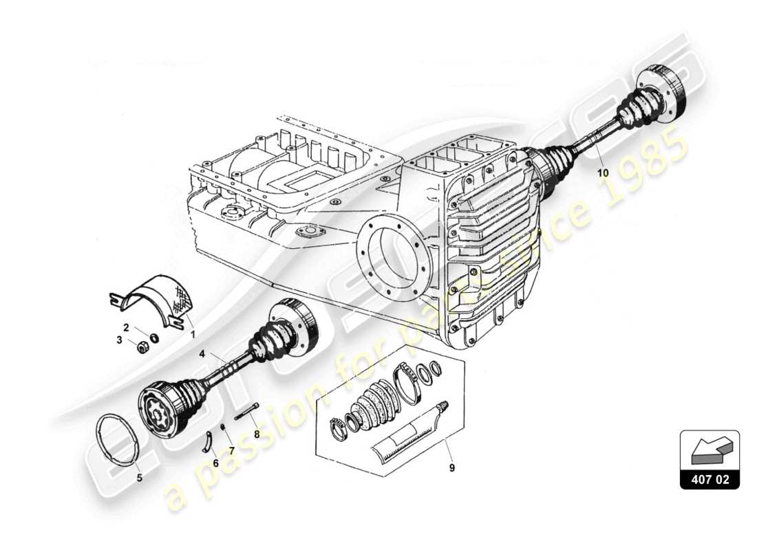 lamborghini countach 25th anniversary (1989) vordere antriebswelle und arme ersatzteildiagramm