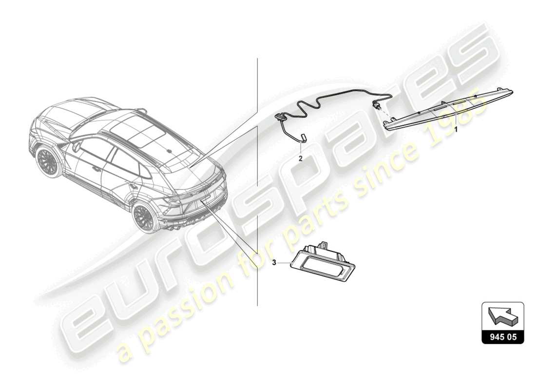 lamborghini urus (2020) zusätzliches bremslicht ersatzteildiagramm