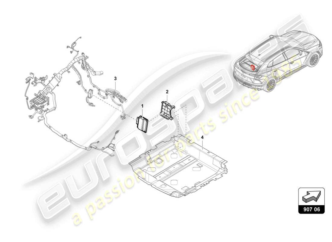 lamborghini urus s (2024) steuergerät für allradantrieb ersatzteildiagramm