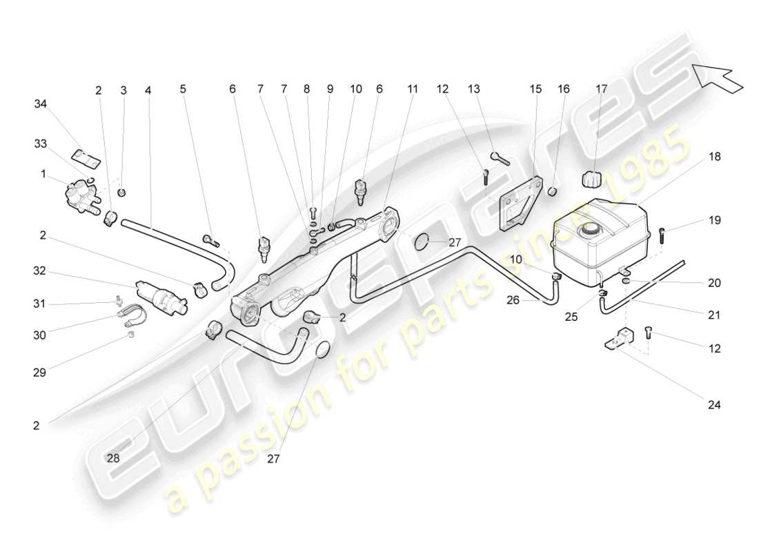 lamborghini gallardo coupe (2005) zusätzliche kühlmittelpumpe ersatzteildiagramm