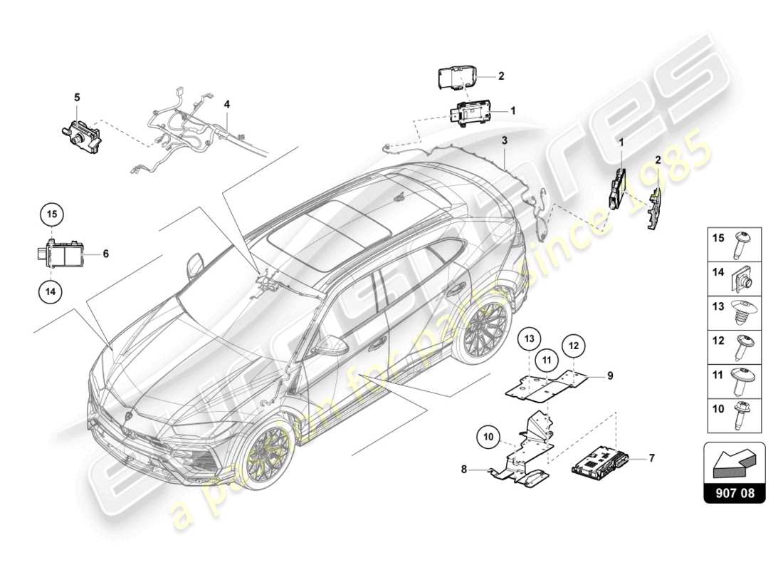 lamborghini urus performante (2024) steuergerät für spurwechselassistent ersatzteildiagramm