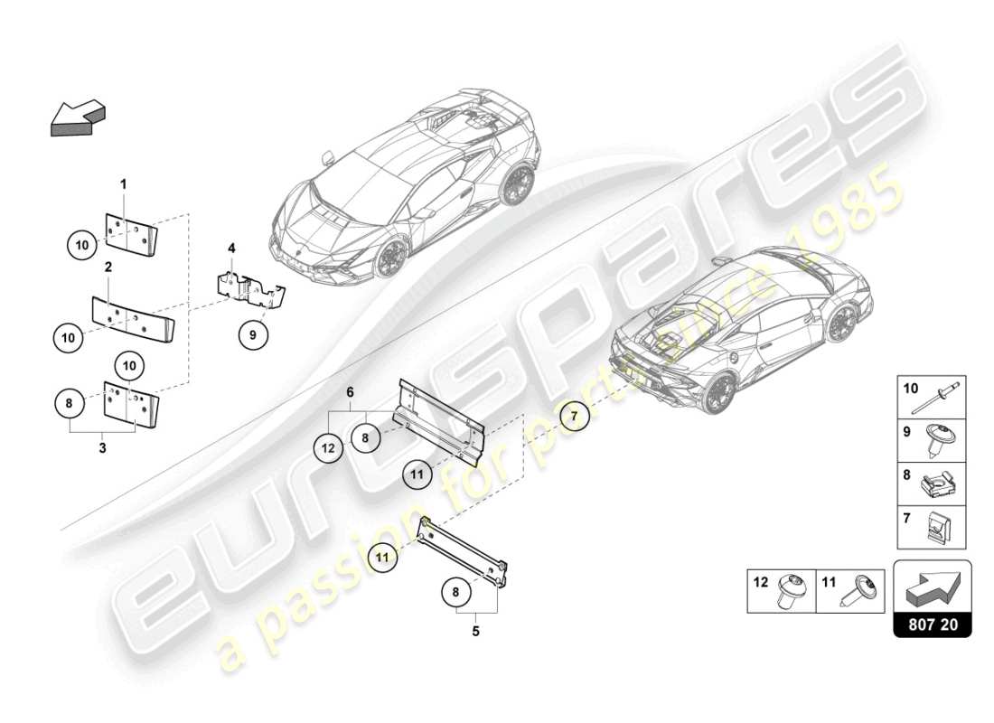 lamborghini 2023 (tecnica) kennzeichenhalter ersatzteildiagramm