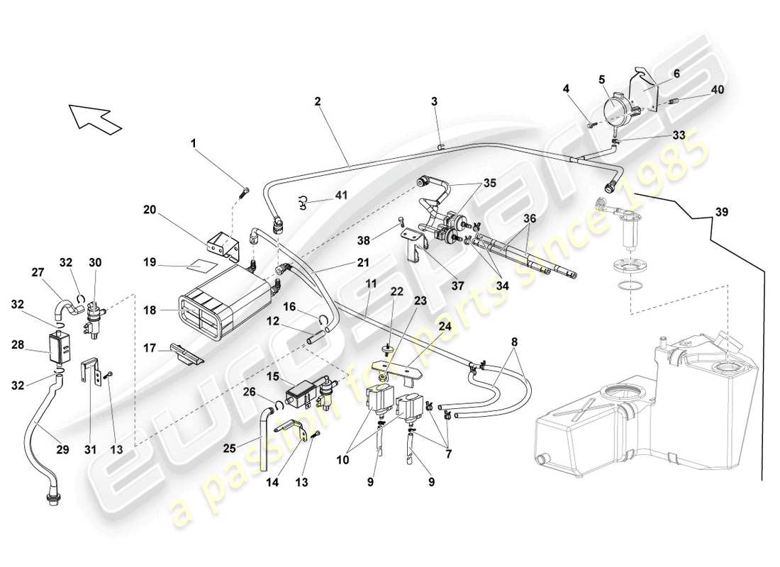 lamborghini gallardo coupe (2006) aktivkohlebehälter teilediagramm