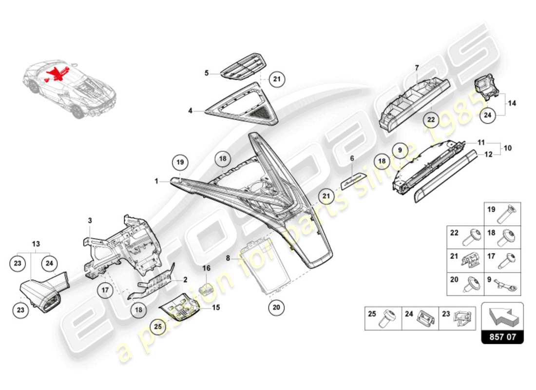 lamborghini revuelto coupe (2024) dashboard-ersatzteildiagramm