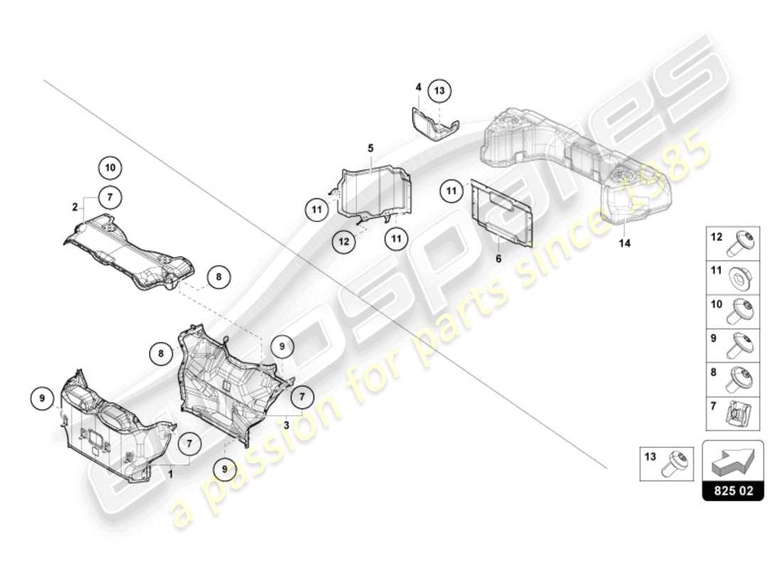 lamborghini revuelto coupe (2024) wärmeschild ersatzteildiagramm