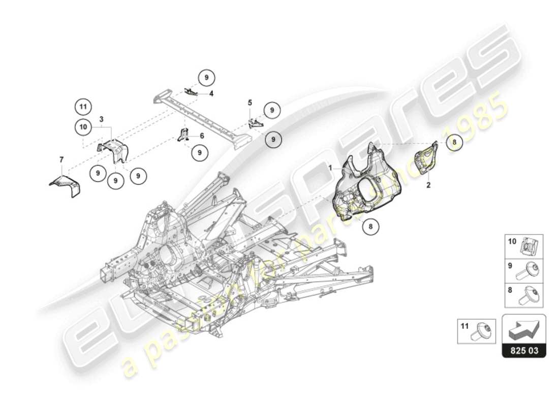 lamborghini revuelto coupe (2024) wärmeschild ersatzteildiagramm