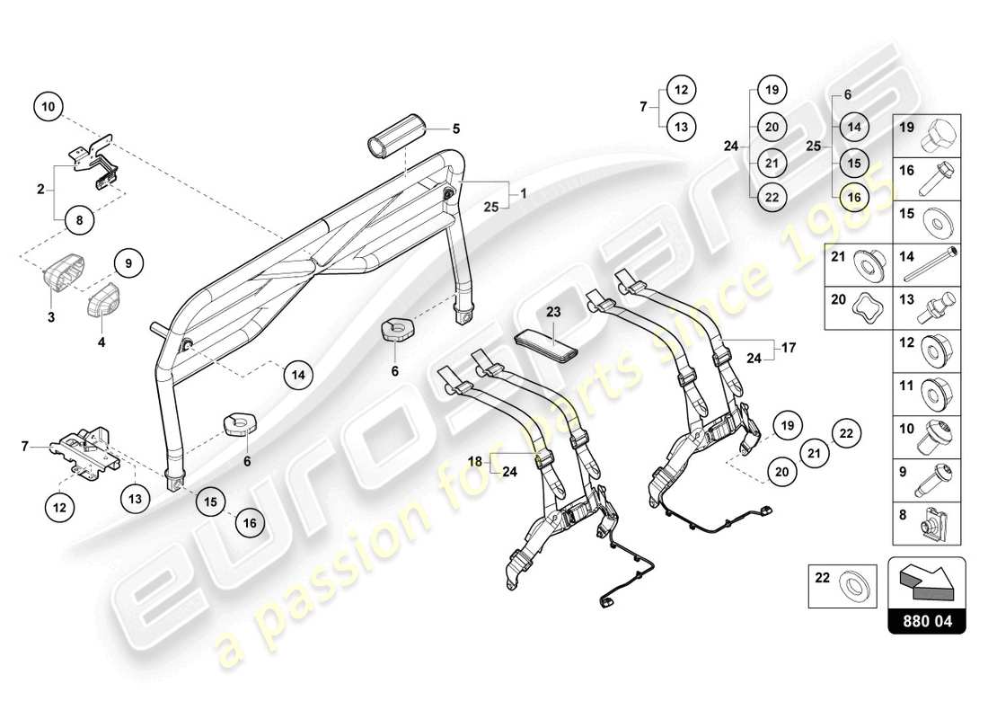 lamborghini tecnica (2023) überrollbar teilediagramm