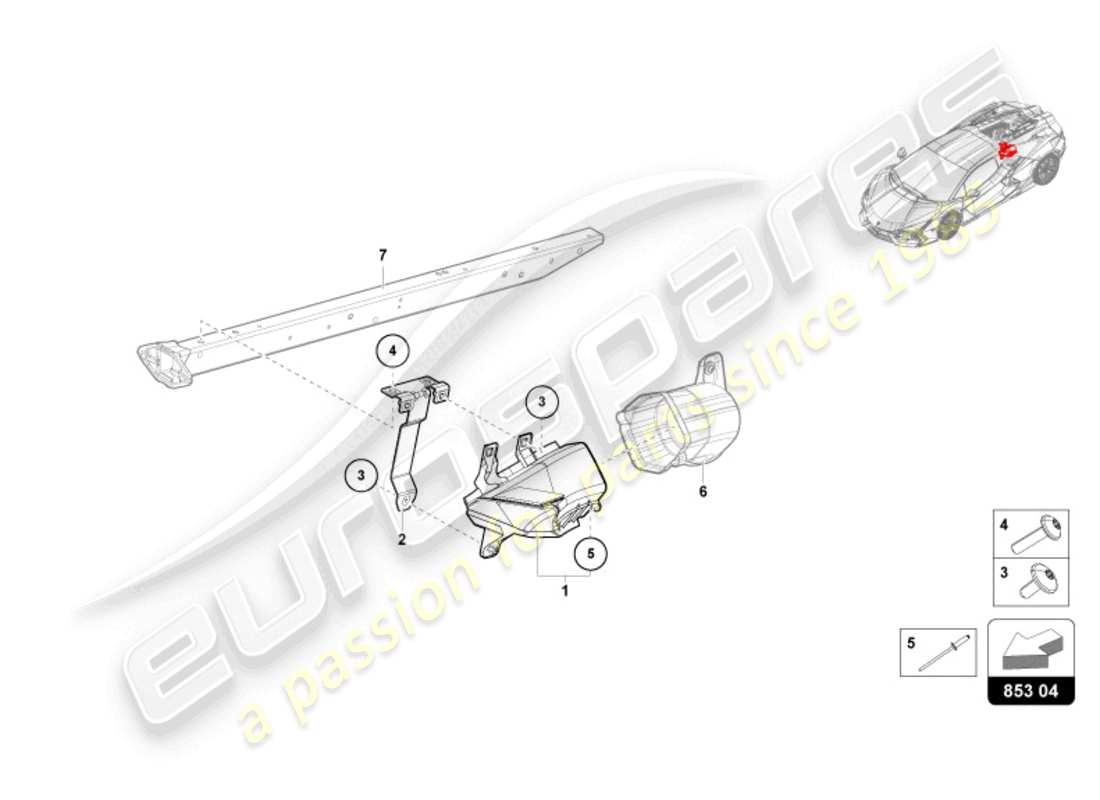 lamborghini revuelto coupe (2024) abdeckplatte für längsteil ersatzteildiagramm