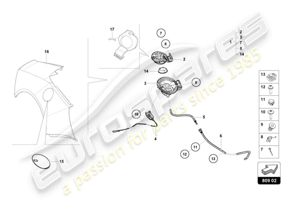 lamborghini 2024 (evo spyder) tankklappe - ersatzteildiagramm