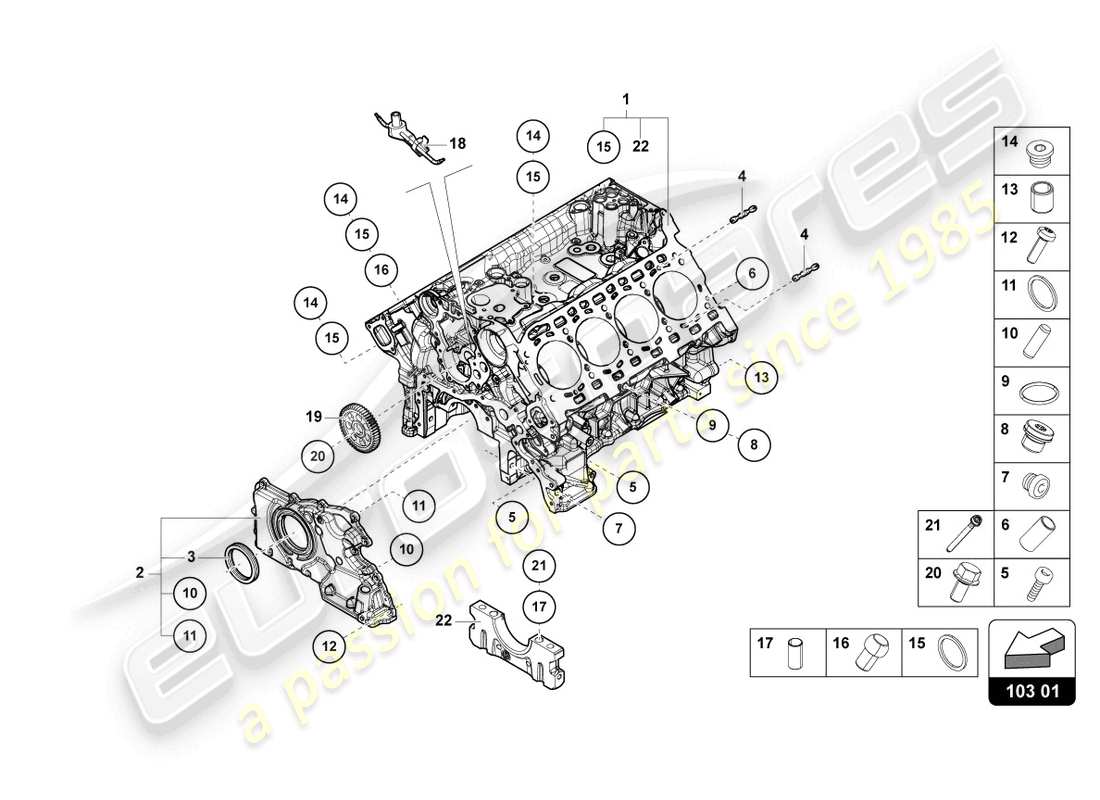 lamborghini urus (2019) kurbelgehäuse-teilediagramm