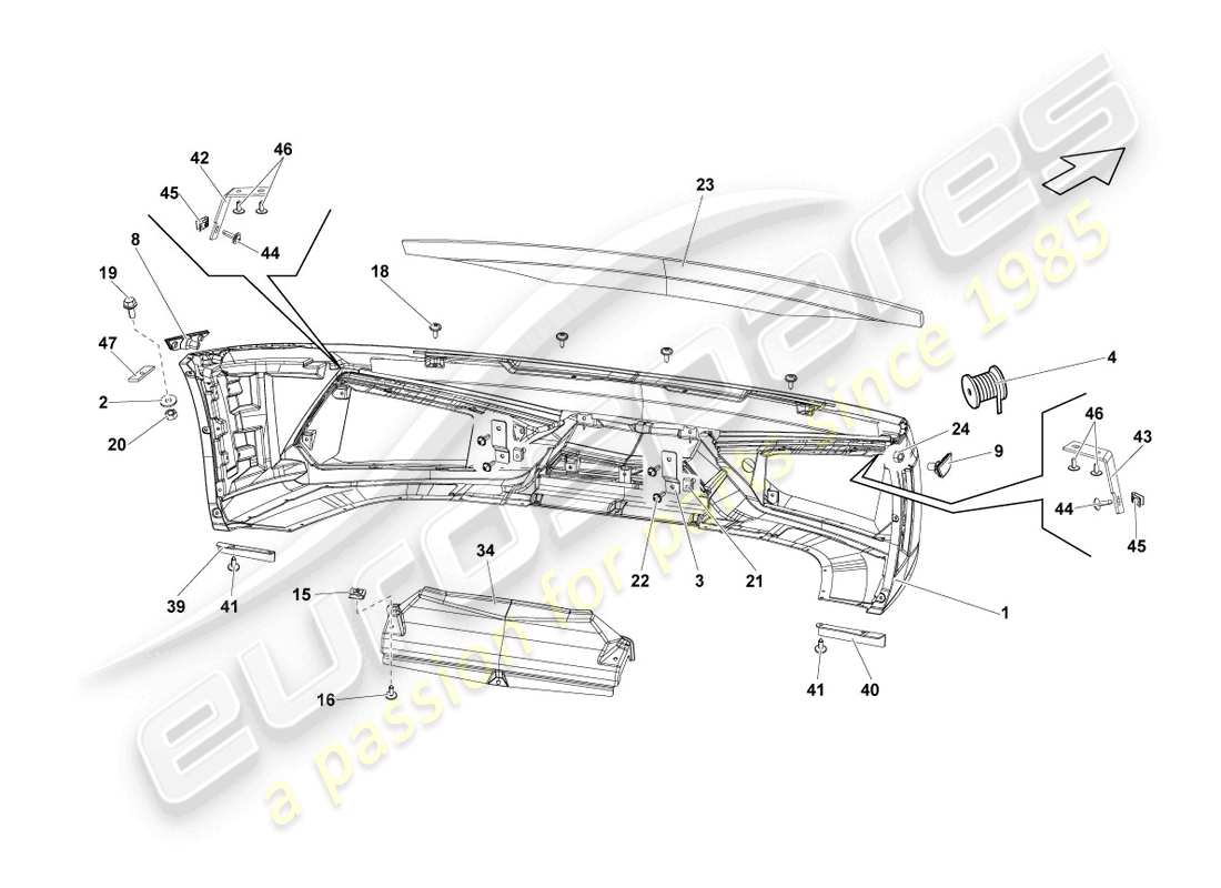 lamborghini blancpain sts (2013) stoßstange vorne, ersatzteildiagramm