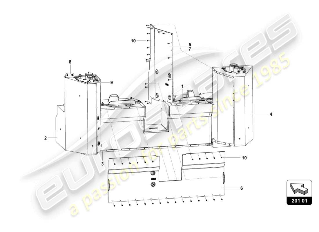 lamborghini 2018 (super trofeo evo) kraftstofftank teilediagramm
