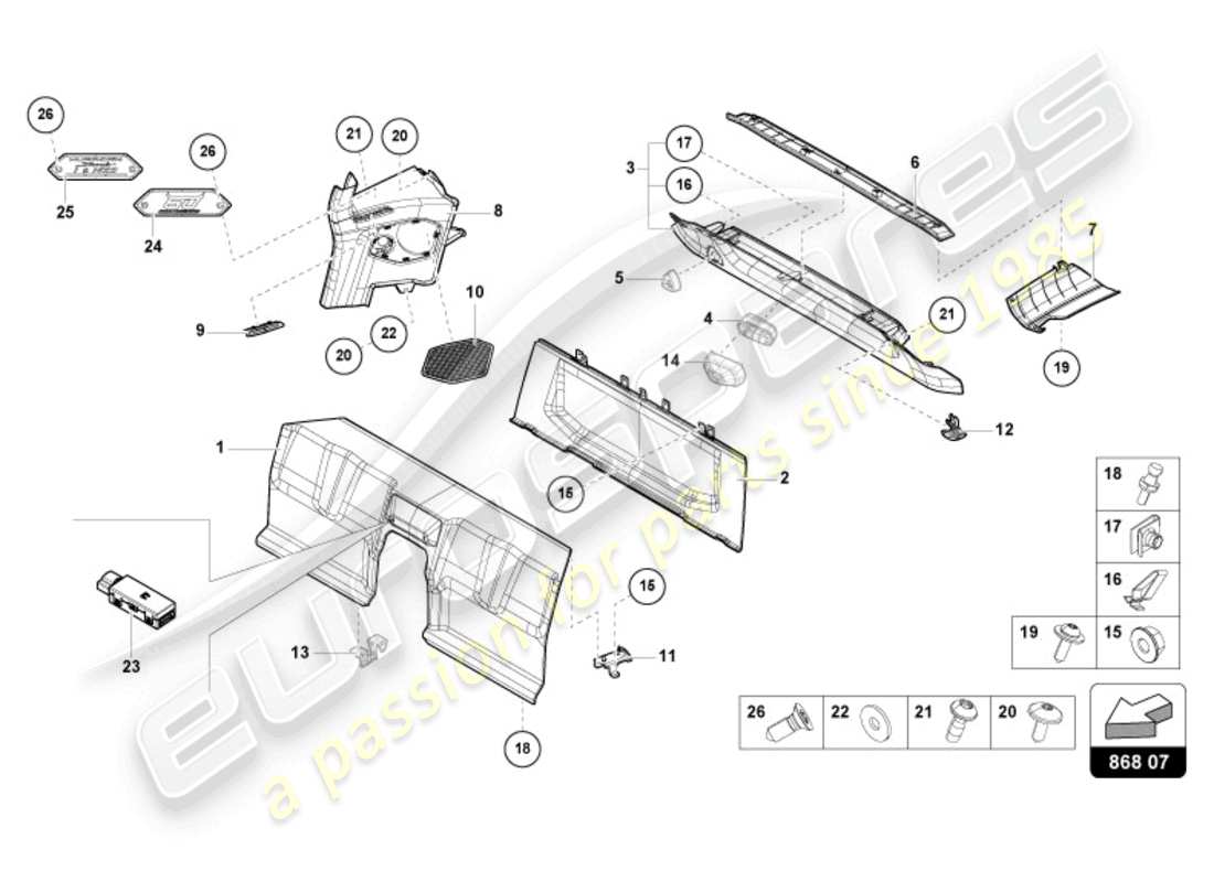 lamborghini tecnica (2024) innenausstattung teilediagramm