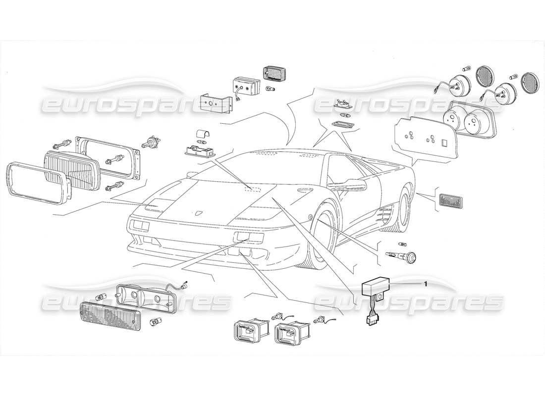 lamborghini diablo (1991) lichter (gültig für saudi-arabien-version - oktober 1991) teilediagramm