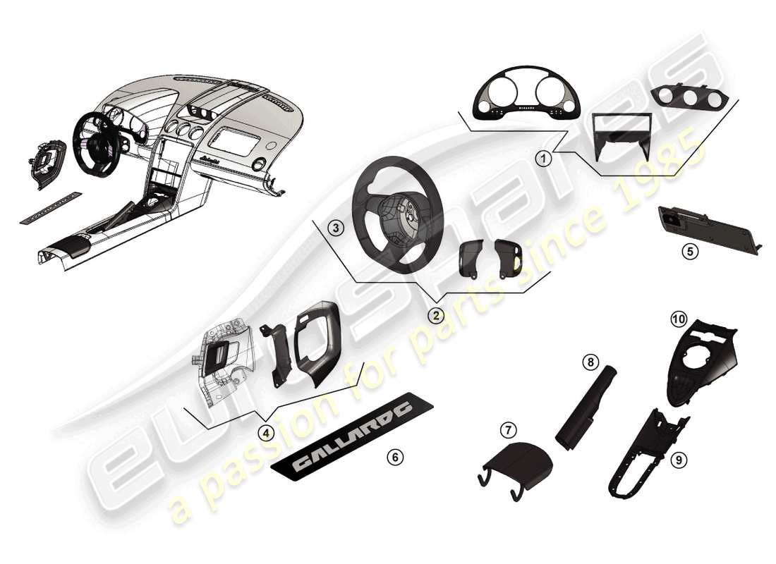 lamborghini gallardo coupe (accessories) nachrüstpaket ersatzteildiagramm