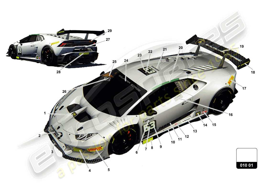 lamborghini super trofeo (2015) aufkleber ersatzteil-diagramm