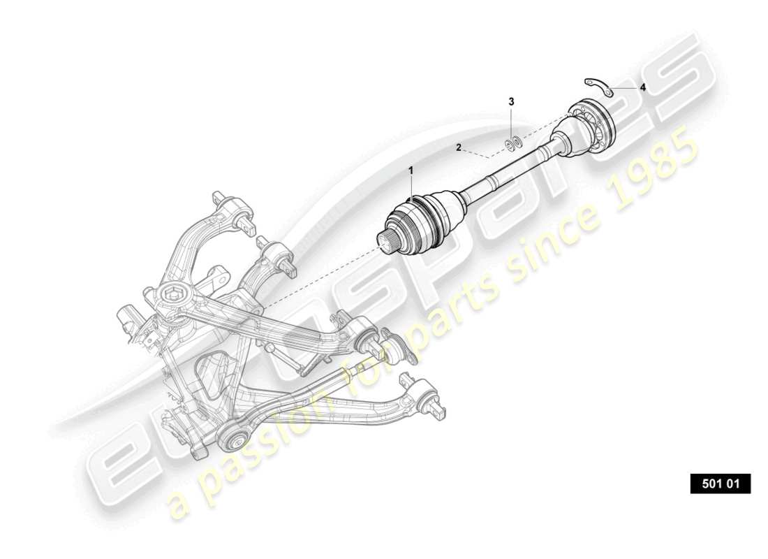lamborghini super trofeo evo 2 (2022) teilediagramm der hinteren antriebswelle