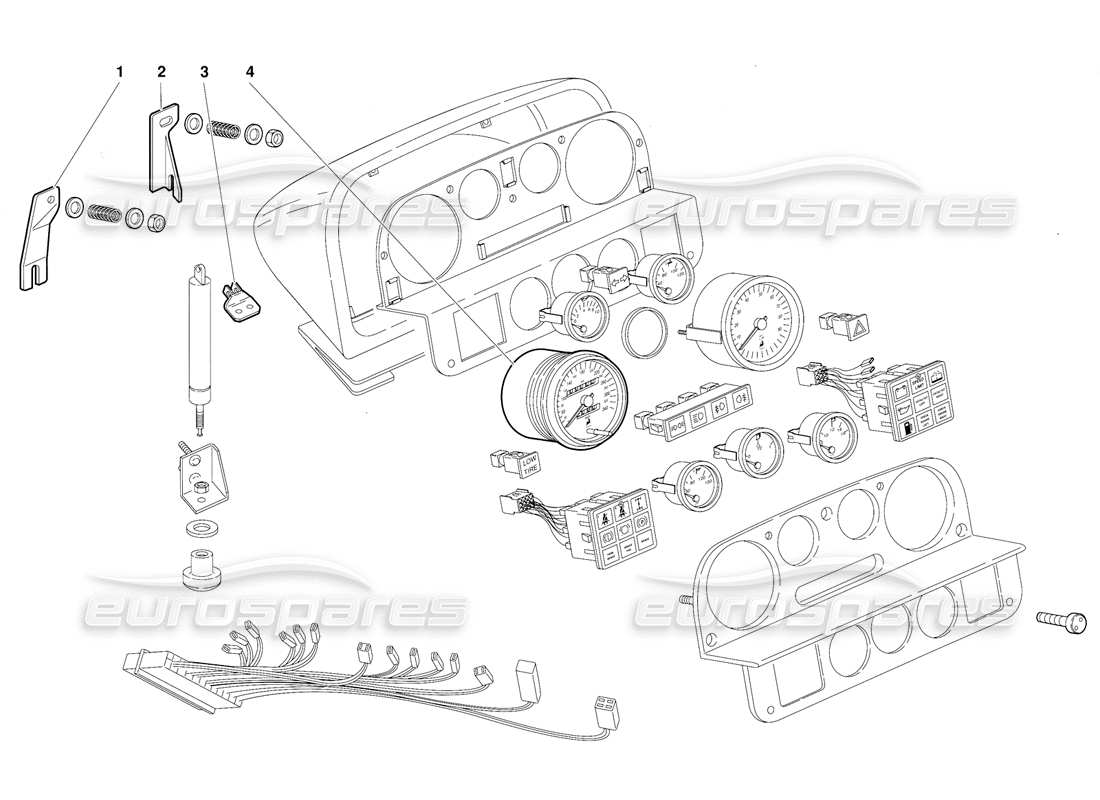 lamborghini diablo (1991) armaturenbrettinstrumente (gültig für die australische version – oktober 1991) teilediagramm