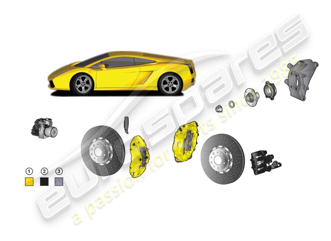 lamborghini gallardo spyder (accessories) nachrüstsatz für keramikbremse ersatzteildiagramm