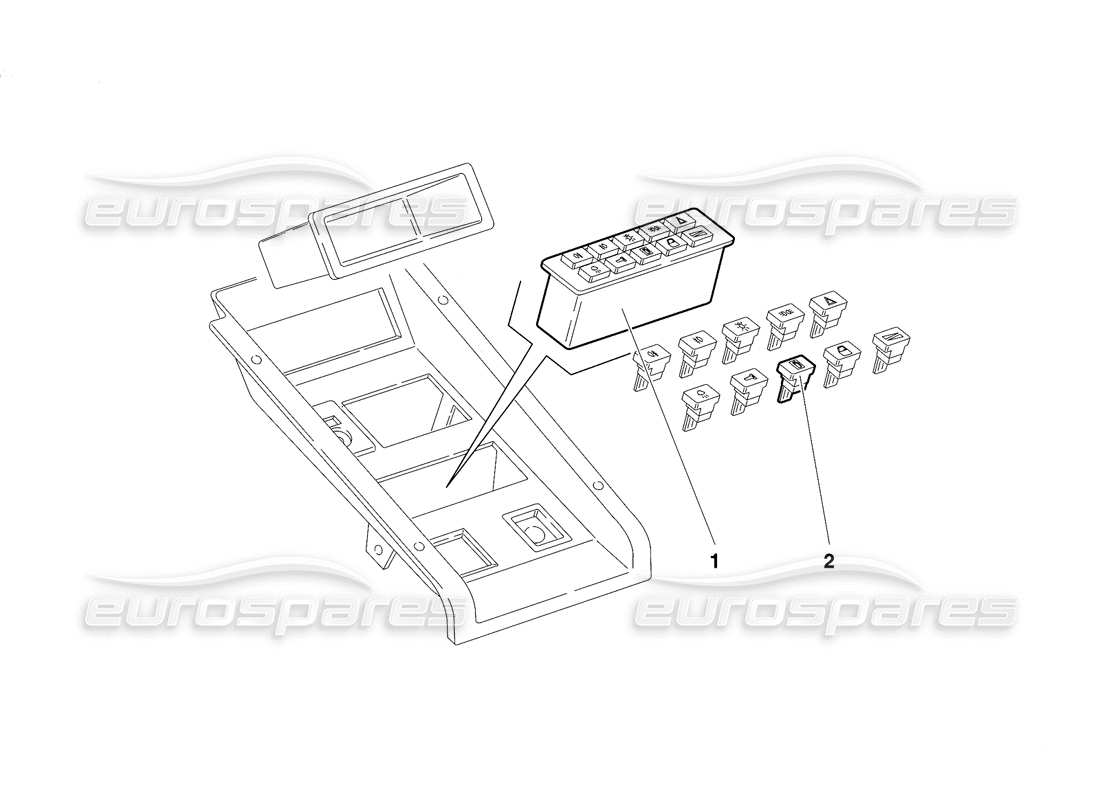 lamborghini diablo se30 (1995) tunnel panel instruments (gültig für usa – januar 1995) teilediagramm