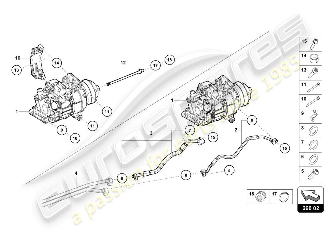 lamborghini 2023 (tecnica) a/c-kompressor teilediagramm