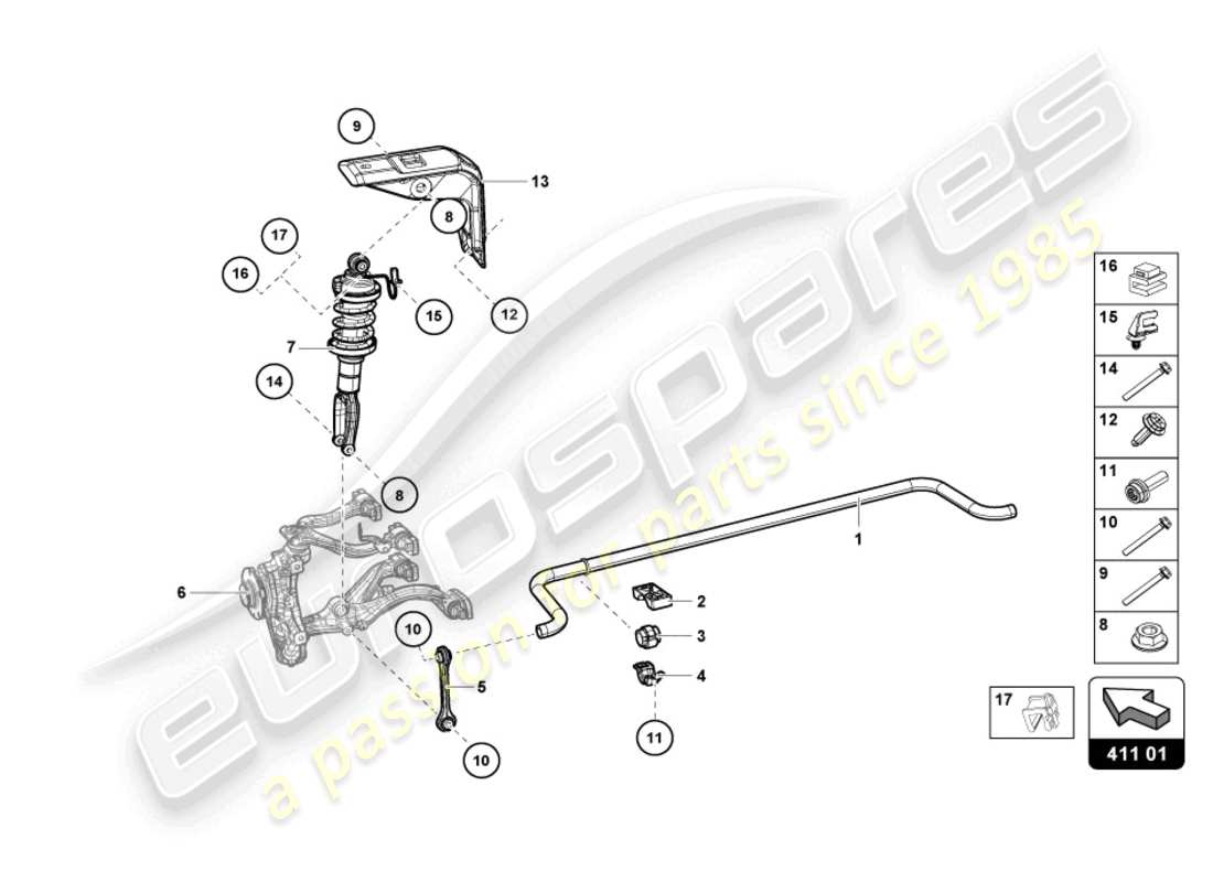 lamborghini sto (2022) stossdämpfer vorne teilediagramm