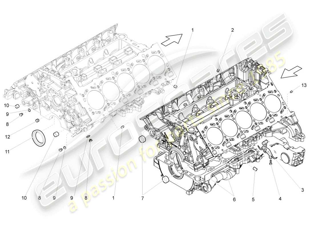 lamborghini gallardo coupe (2006) kurbelgehäusegehäuse teilediagramm