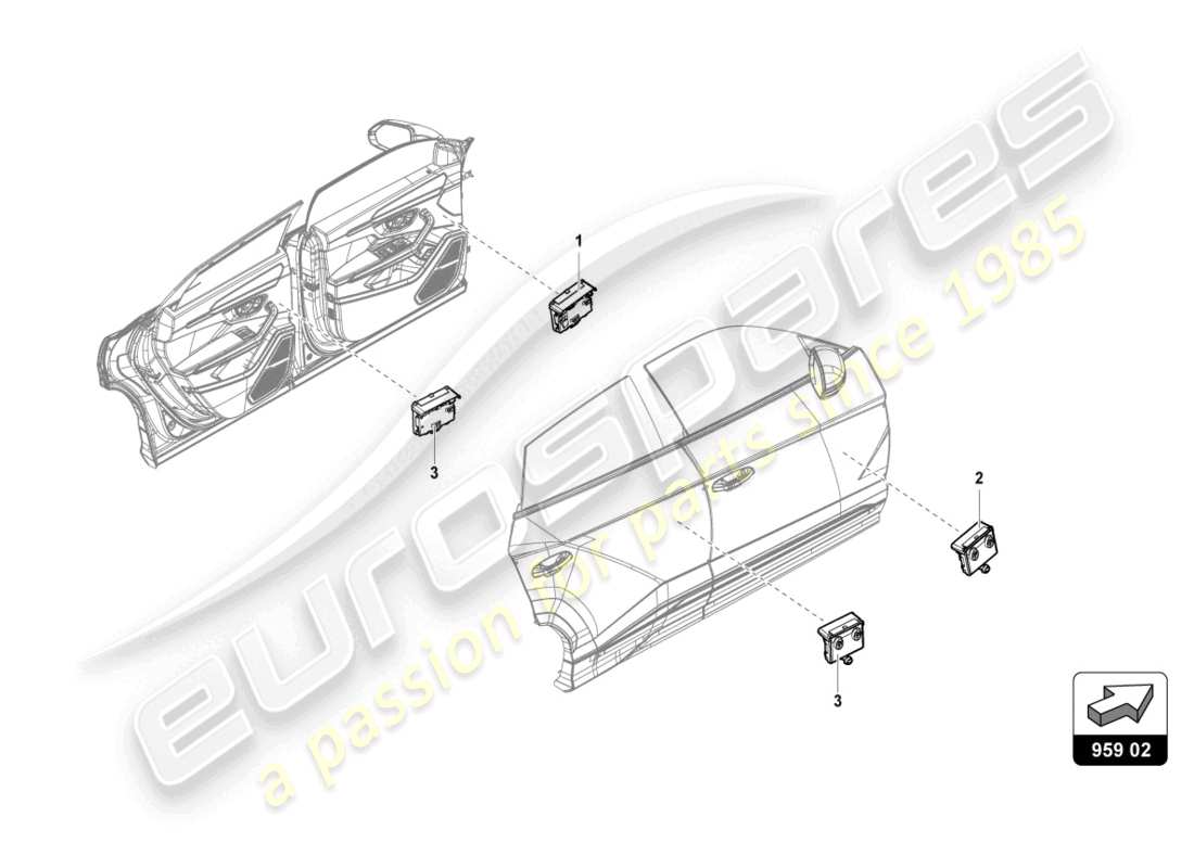 lamborghini urus (2020) türsteuereinheit teilediagramm