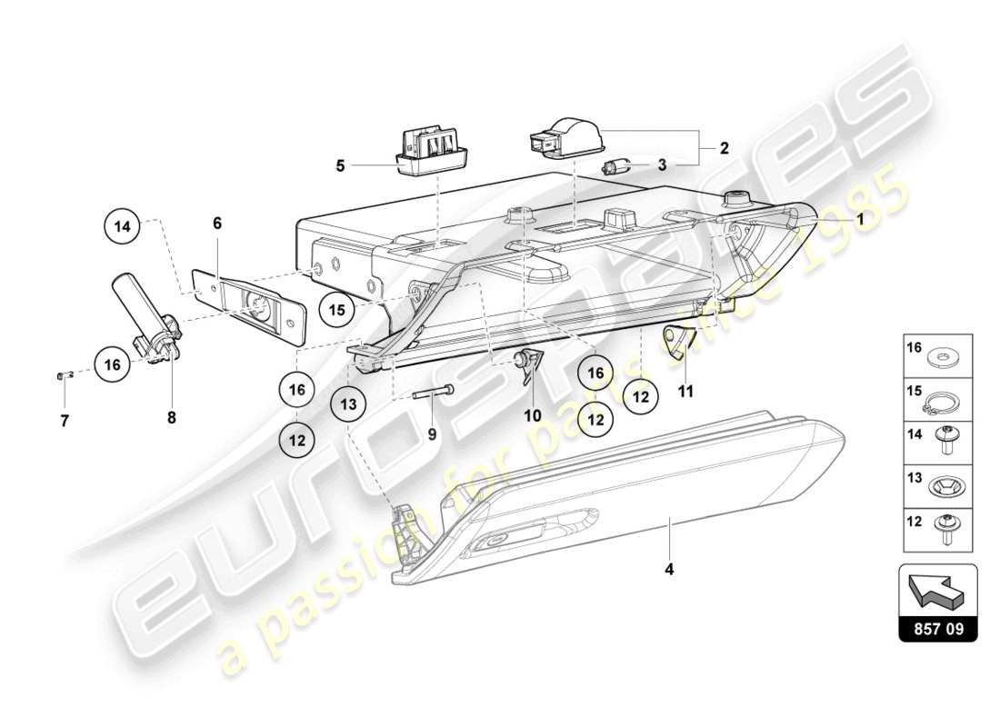 lamborghini ultimae (2022) handschuhfach ersatzteildiagramm