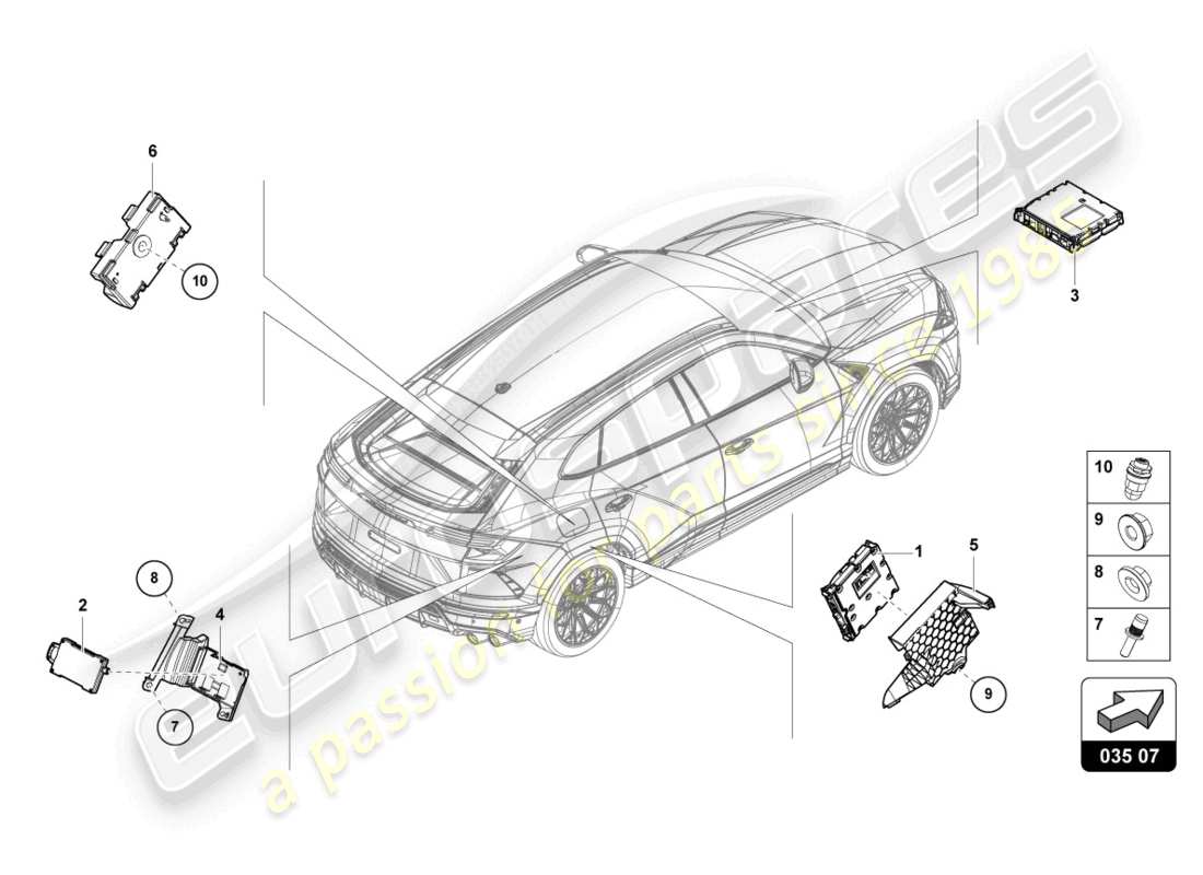 lamborghini urus (2020) tv-tuner-teilediagramm