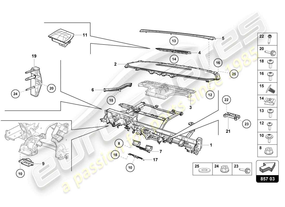 lamborghini tecnica (2024) armaturenbrett teilediagramm