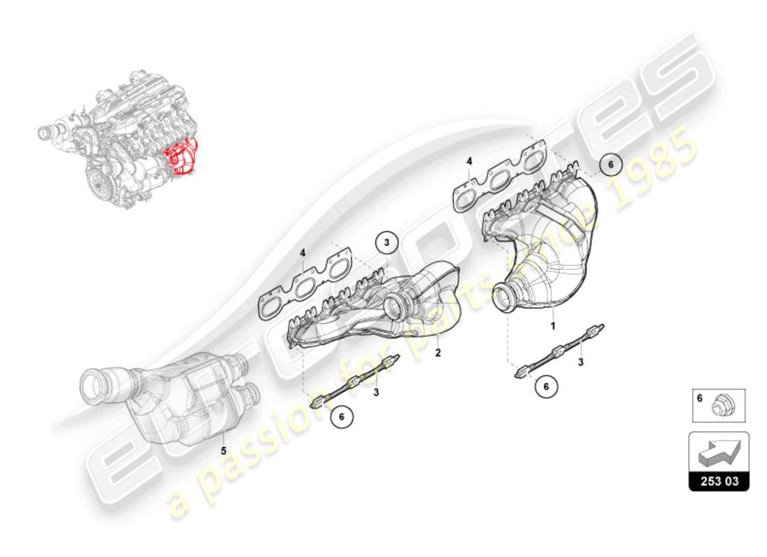 lamborghini revuelto coupe (2024) auspuffanlage teilediagramm