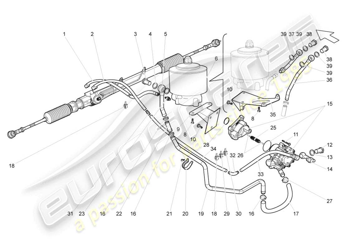 lamborghini gallardo spyder (2006) lenkgetriebe teilediagramm