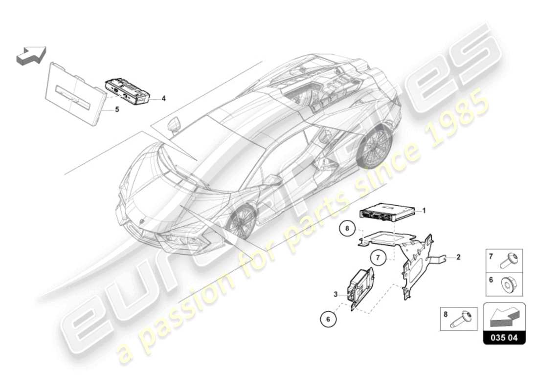 lamborghini revuelto coupe (2024) kommunikationsbox - teilediagramm