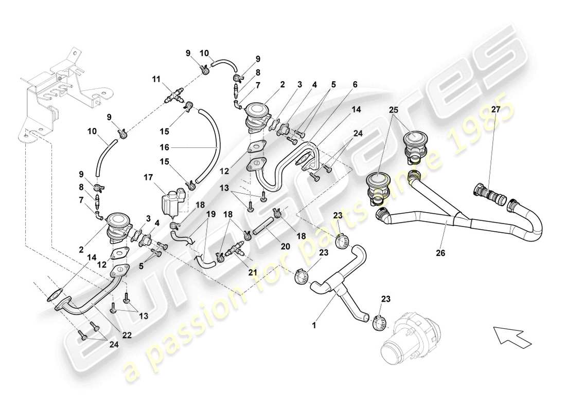 lamborghini gallardo spyder (2007) kombiventil teilediagramm