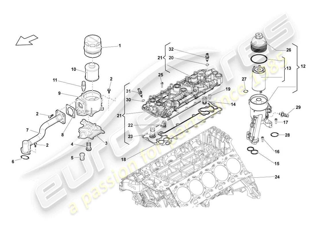 lamborghini blancpain sts (2013) ölfilter ersatzteildiagramm