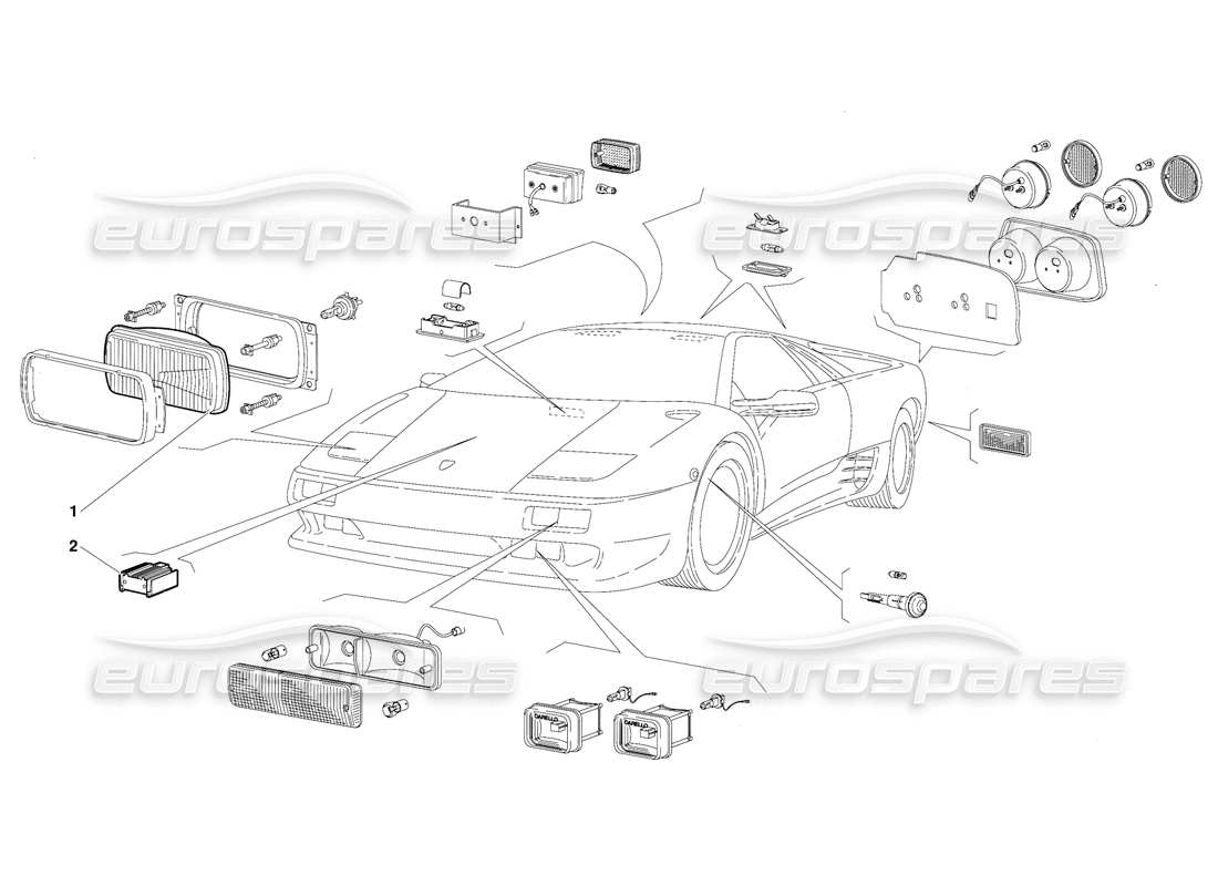 lamborghini diablo (1991) lichter (gültig für australien-version - oktober 1991) teilediagramm