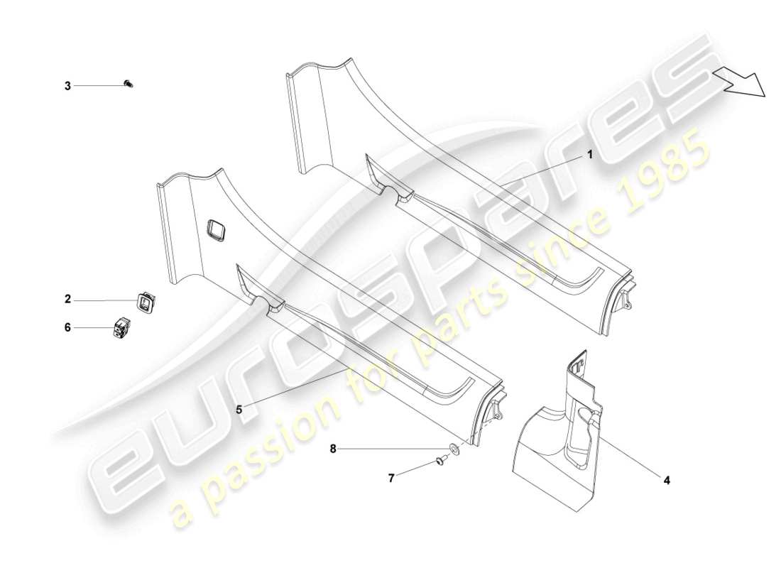 lamborghini blancpain sts (2013) schwellerzierleiste ersatzteildiagramm