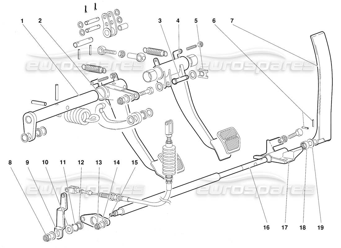 lamborghini diablo (1991) pedale (gültig für gb-version - oktober 1991) teilediagramm