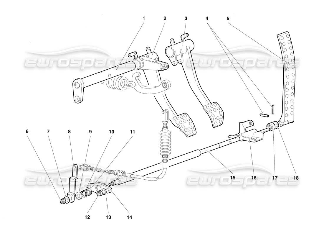 lamborghini diablo se30 (1995) pedale (gültig für rh d. version - januar 1995) teilediagramm