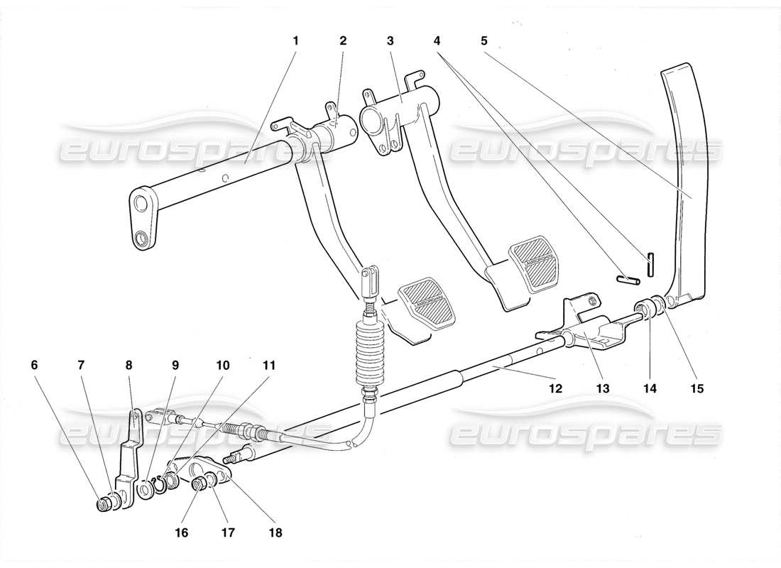 lamborghini diablo roadster (1998) pedale (gültig für großbritannien 1998) teilediagramm