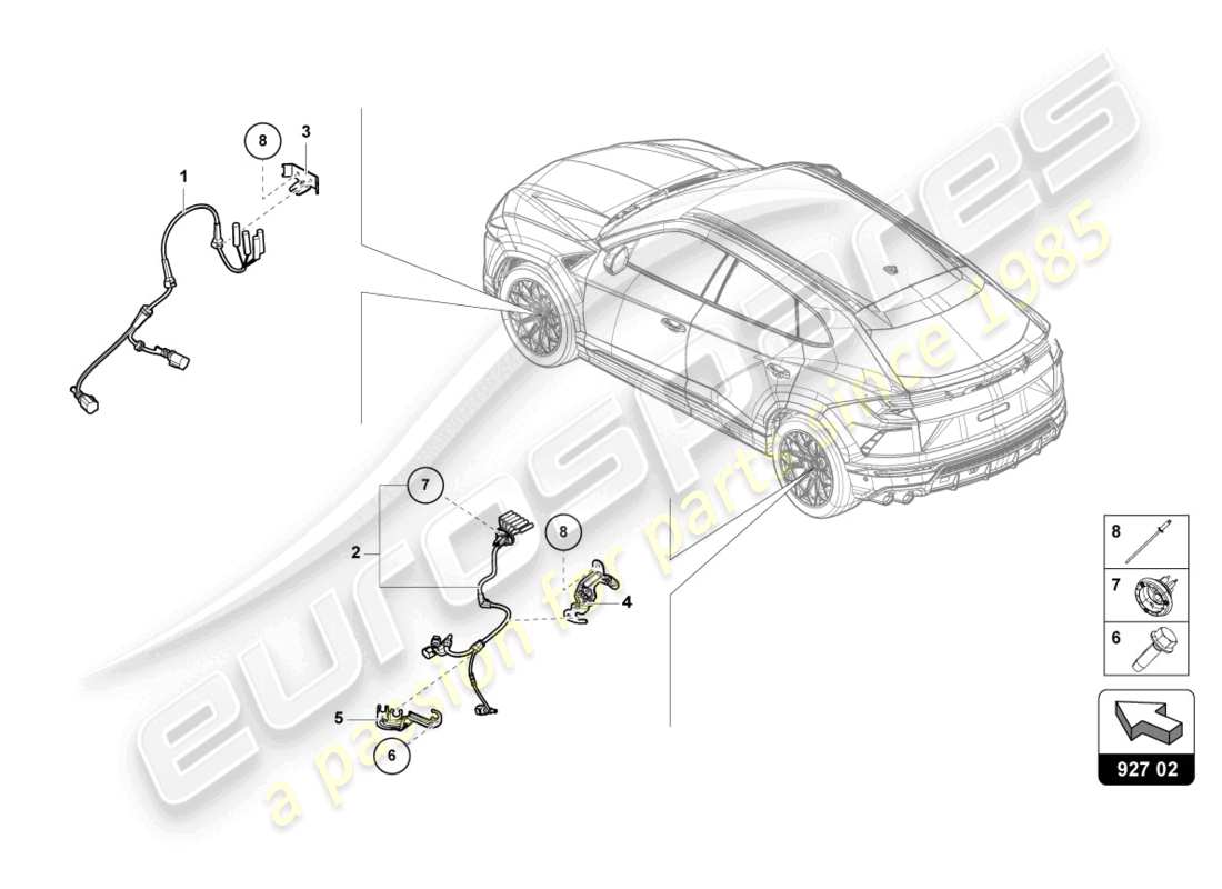 lamborghini urus performante (2024) kabelbaum für antiblockiersystem -abs- ersatzteildiagramm