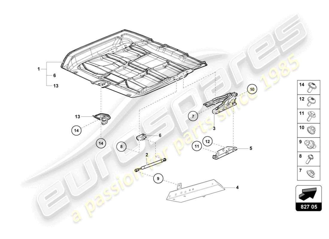 lamborghini evo spyder (2023) hintere klappe - teilediagramm