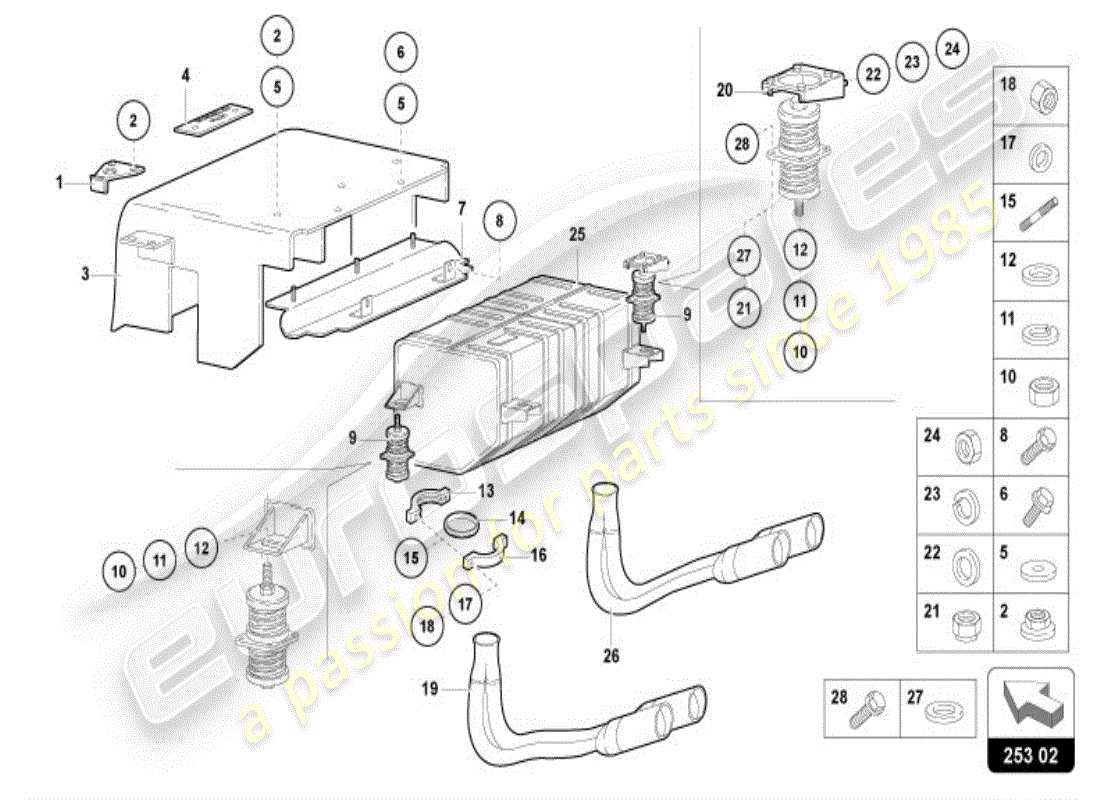 lamborghini diablo vt (1999) schalldämpfer mit katalysator ersatzteildiagramm