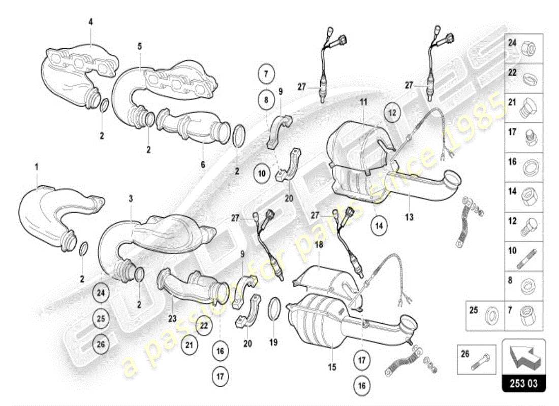 lamborghini diablo vt (1996) schalldämpfer mit katalysator ersatzteildiagramm