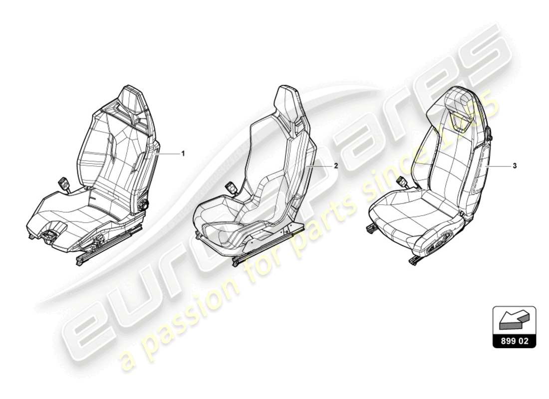 lamborghini evo spyder (2024) sitz, komplett ersatzteildiagramm